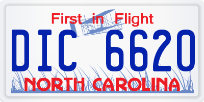 NC license plate DIC6620