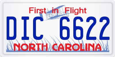 NC license plate DIC6622