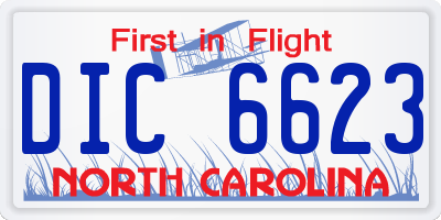 NC license plate DIC6623