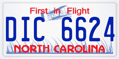 NC license plate DIC6624