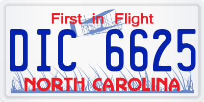 NC license plate DIC6625