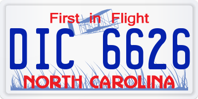 NC license plate DIC6626
