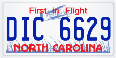 NC license plate DIC6629