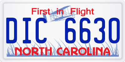 NC license plate DIC6630