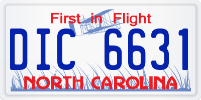NC license plate DIC6631