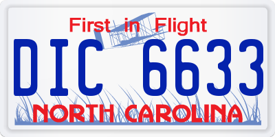 NC license plate DIC6633