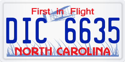 NC license plate DIC6635