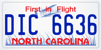 NC license plate DIC6636