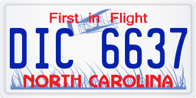 NC license plate DIC6637