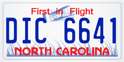 NC license plate DIC6641