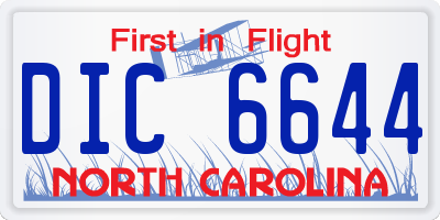 NC license plate DIC6644