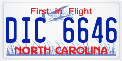 NC license plate DIC6646