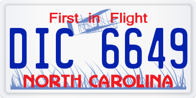NC license plate DIC6649