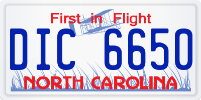 NC license plate DIC6650