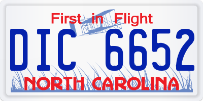 NC license plate DIC6652