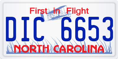 NC license plate DIC6653