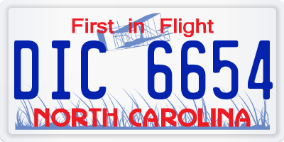 NC license plate DIC6654
