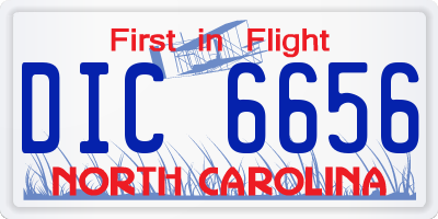 NC license plate DIC6656