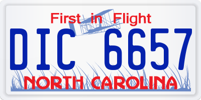 NC license plate DIC6657