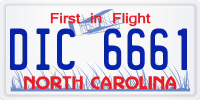 NC license plate DIC6661