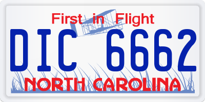 NC license plate DIC6662