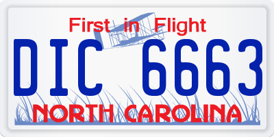 NC license plate DIC6663