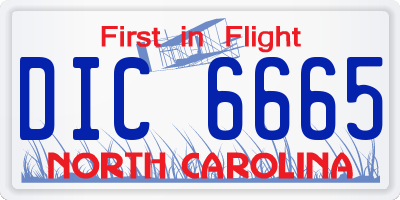 NC license plate DIC6665