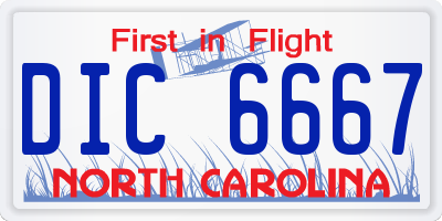NC license plate DIC6667