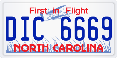 NC license plate DIC6669