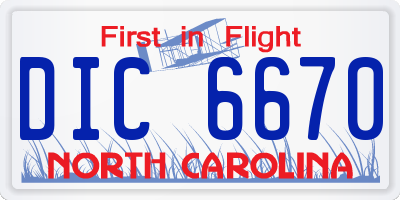 NC license plate DIC6670