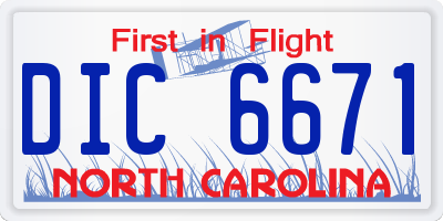 NC license plate DIC6671