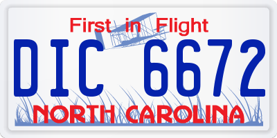 NC license plate DIC6672