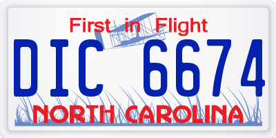 NC license plate DIC6674