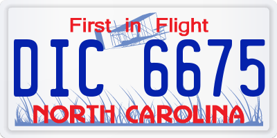 NC license plate DIC6675