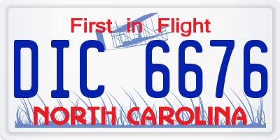 NC license plate DIC6676