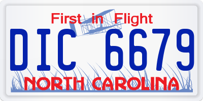 NC license plate DIC6679