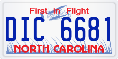 NC license plate DIC6681