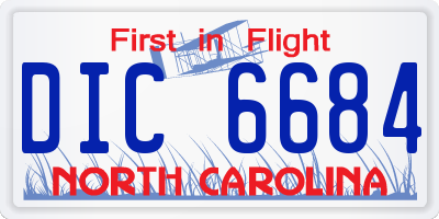 NC license plate DIC6684