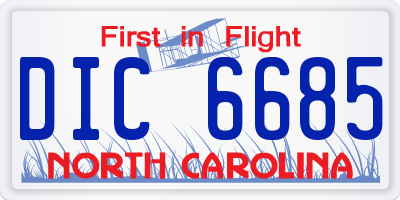 NC license plate DIC6685