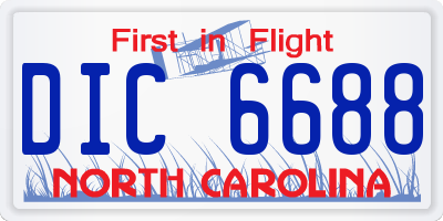 NC license plate DIC6688