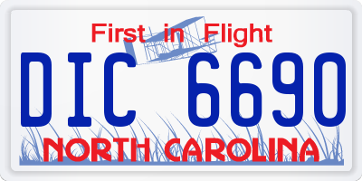 NC license plate DIC6690