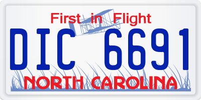 NC license plate DIC6691