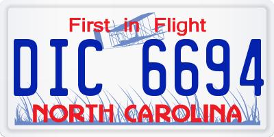 NC license plate DIC6694