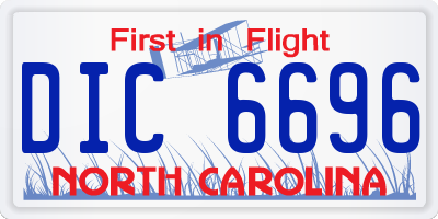 NC license plate DIC6696