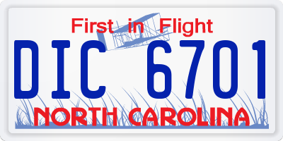 NC license plate DIC6701