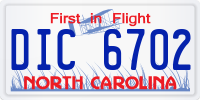 NC license plate DIC6702