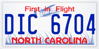 NC license plate DIC6704