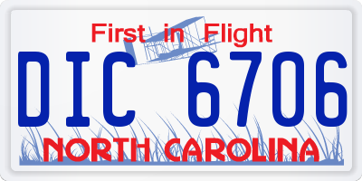 NC license plate DIC6706