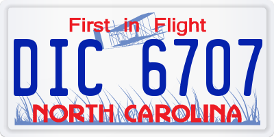 NC license plate DIC6707