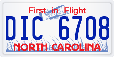 NC license plate DIC6708